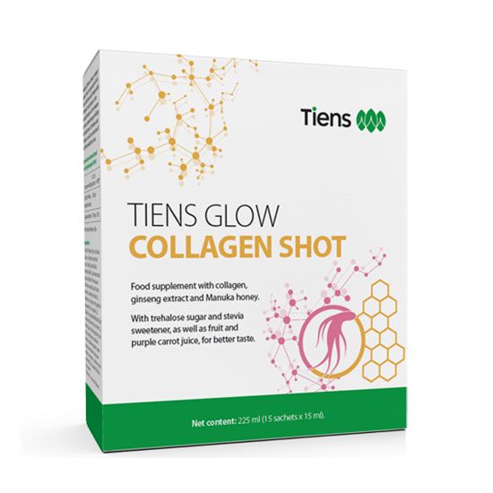 Collagen@2x • TIENS Glow Collagen Shot – Piele mai fermă - 15 pliculețe x 15 ml (225 ml)