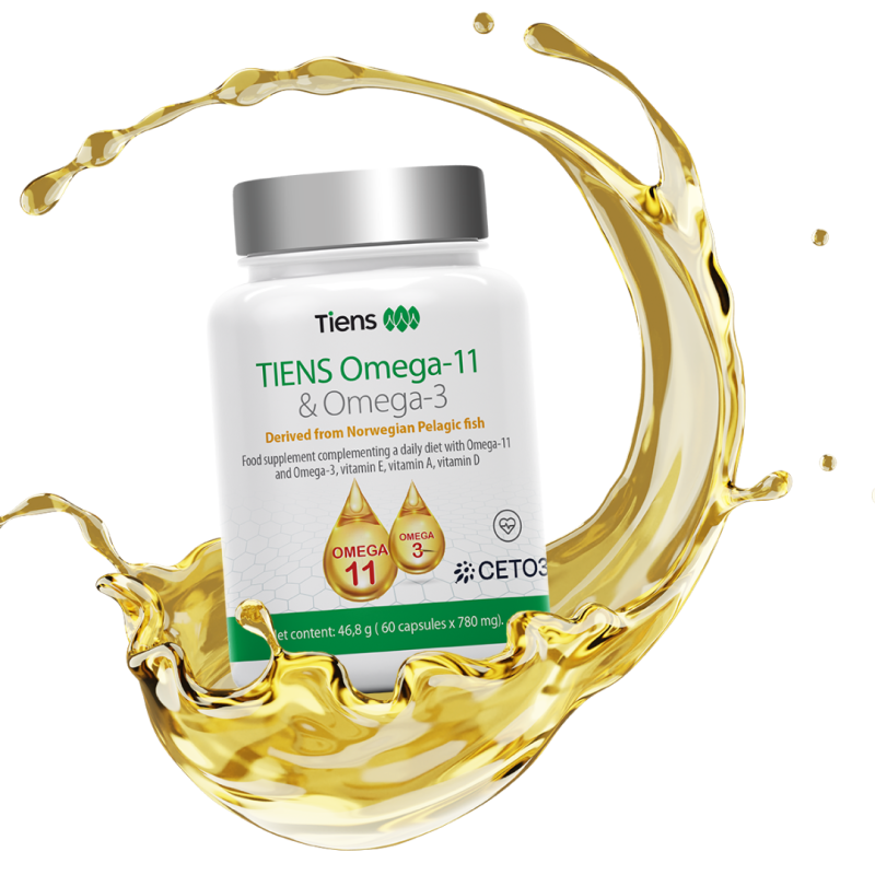 TIENS Omega-11 și Omega-3 -Echilibru cardiovascular - 60 capsule x 780 mg (46,8 g) Dezlănțuiți puterea propriei producții de Omega-3 a organismului dumneavoastră cu formula patentată CETO3.