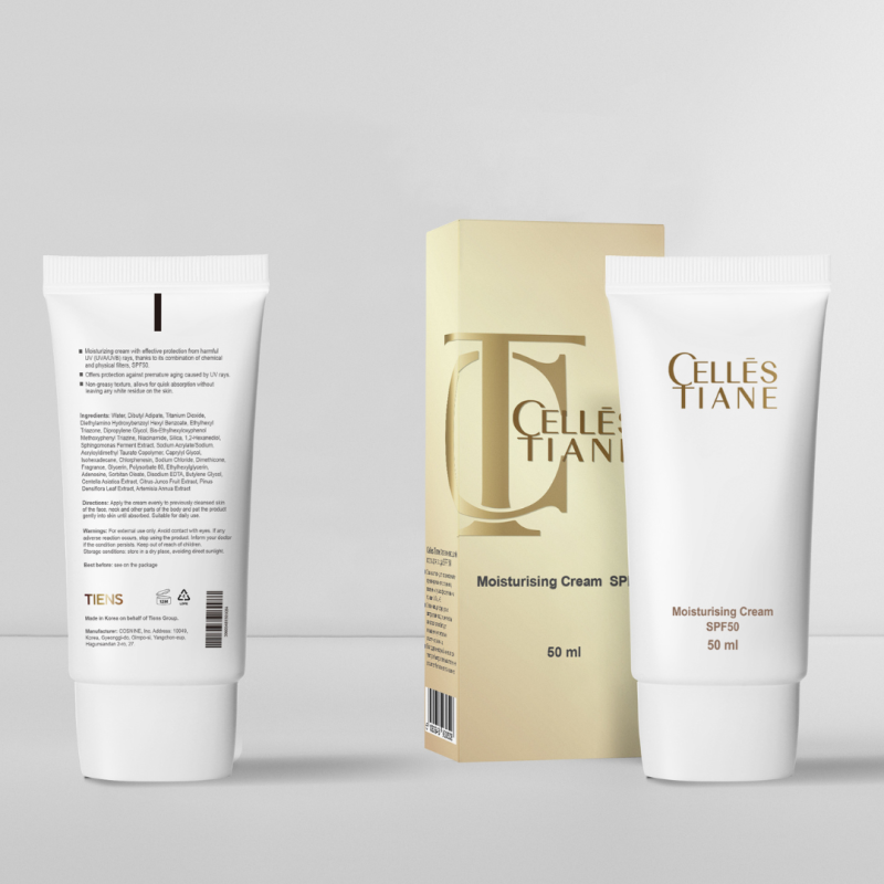 CELLES TIANE Cremă hidratantă SPF50 - Hidratare intensă și protecție solară de înaltă calitate